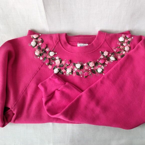 Festive Bright Pink LARGE Long Sleeve Sweatshirt - Picture 9 of 11